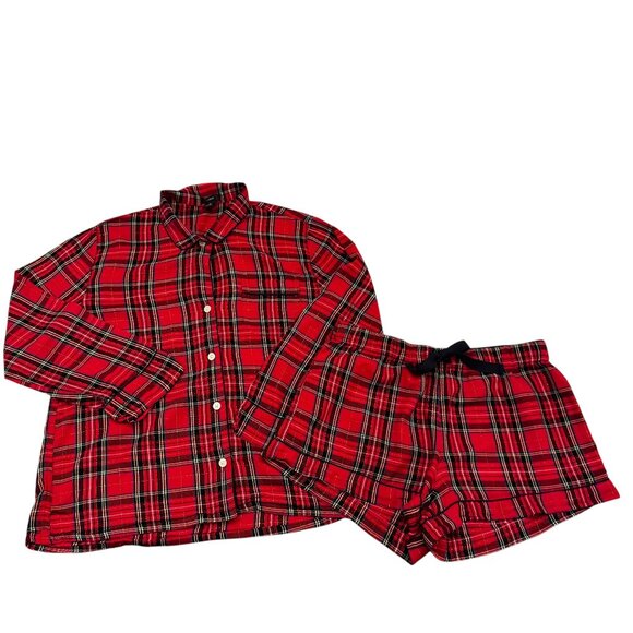 J. Crew Good Tidings Holiday Red Plaid Pajama Set Size Medium - Picture 3 of 11